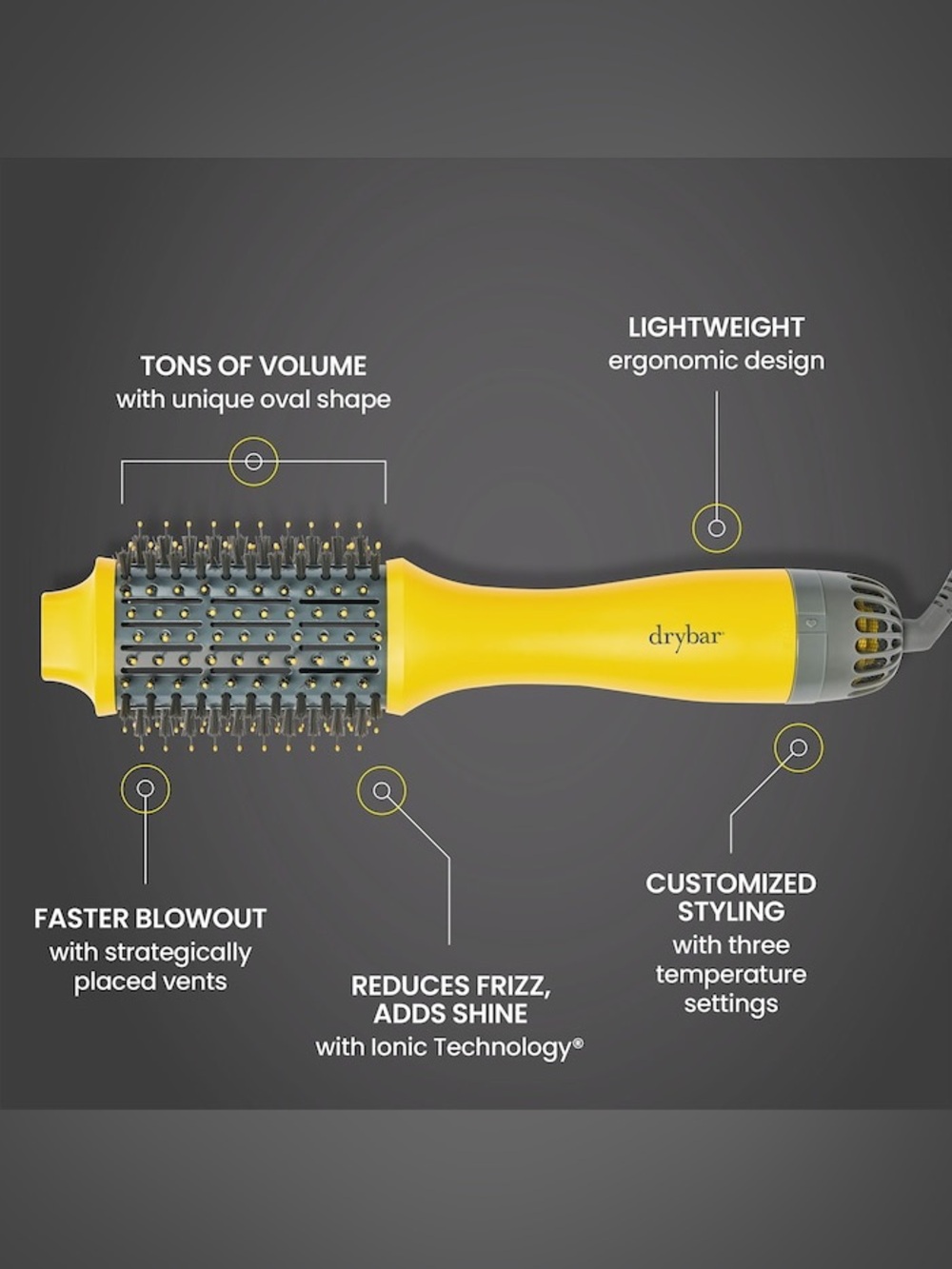 Drybar Double Shot Blow-Dryer Brush with Yellow Accents - Picture 7 of 15